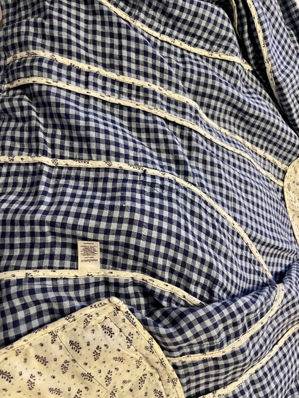 Sundance Ziri Linen Blue Gingham Check Button Front Blazer Jacket - L - Picture 8 of 13